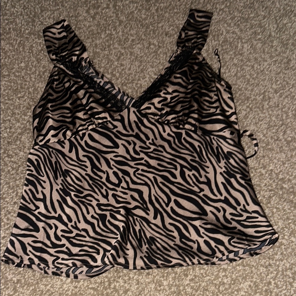 Wild Fable Black and White Ruffled Camisole Top